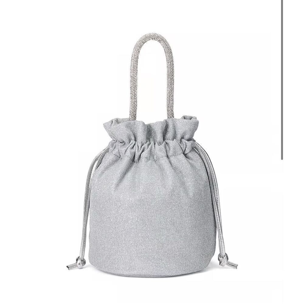 Victoria’s Secret VS glitter mini drawstring top handle bucket Bag pouch purse - Picture 3 of 8